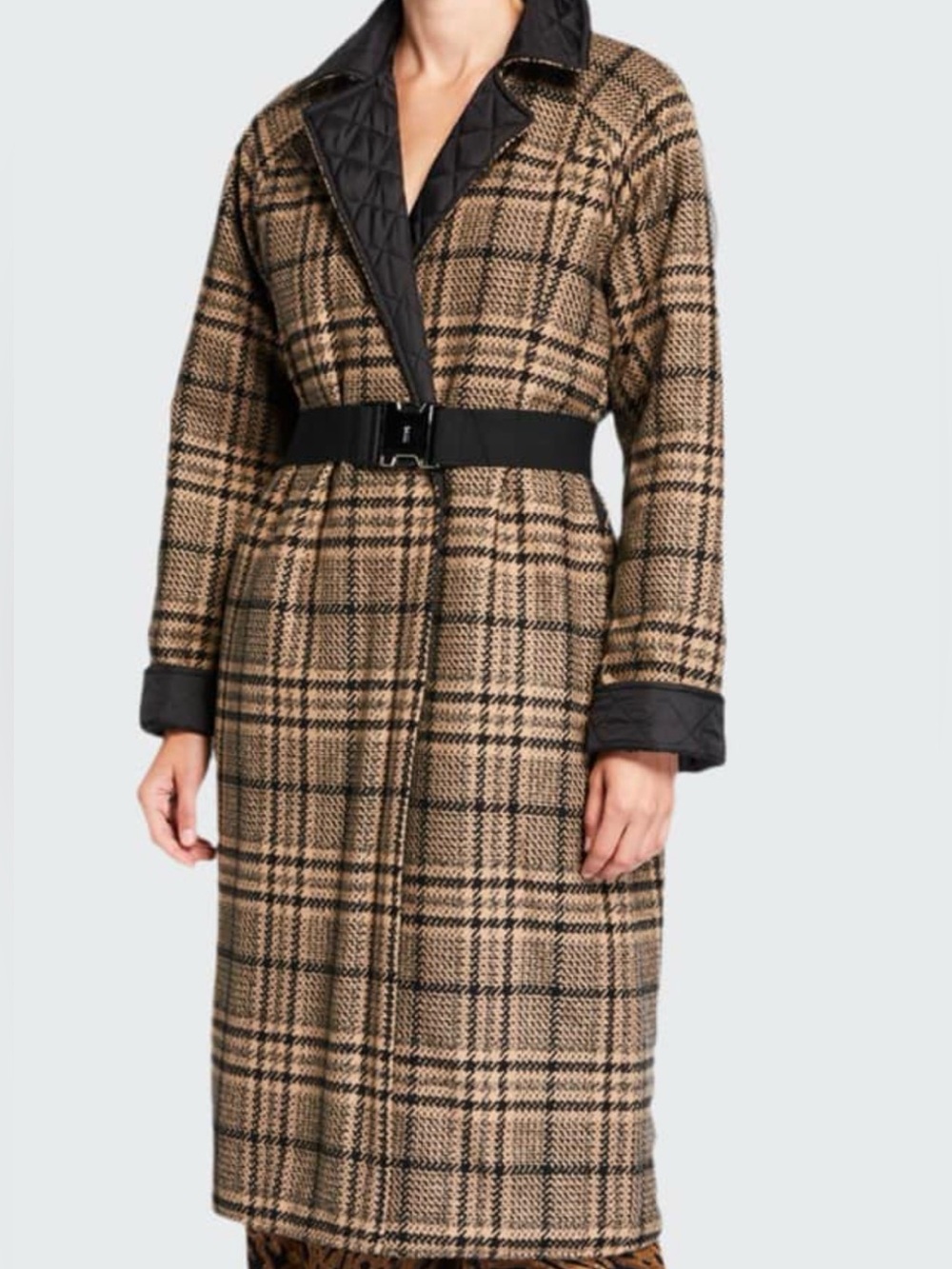 GANNI
Reversible Quilted Check Tech Wool Coat